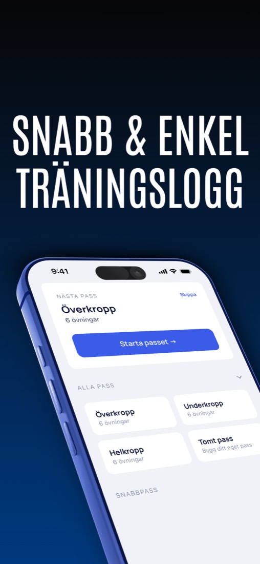 Snabb och enkel träningslogg: nästa pass och alla pass på startsidan